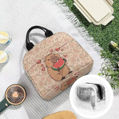 Cute Capybara Lunch Box Kids Multifunctional Insulated Lunch Bag Lightweight Thermal Picnic Cool Bags for School Picnic Travel Hiking Camping - color: Cute Capybara Watermelon