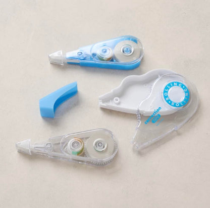 Refillable Blue Correction Tape Set, 5 Tape Dispensers and 5 Refill Cartridges, 10 Pieces Total, 5 mm / 0.20 in x 32.8 ft, White Out Tape for School, Office, Documents, Notes