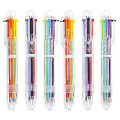 Hutou 23 Pack 0.5mm 6-in-1 Multicolor Ballpoint Pen 6 Colors Retractable Ballpoint Pens Kids Party Favors Pen (23 Pack)
