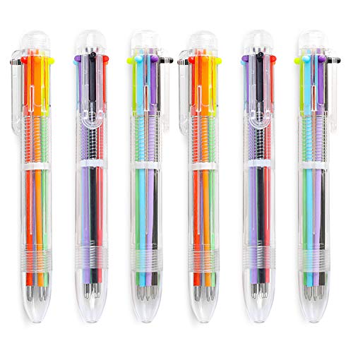 Hutou 23 Pack 0.5mm 6-in-1 Multicolor Ballpoint Pen 6 Colors Retractable Ballpoint Pens Kids Party Favors Pen (23 Pack)