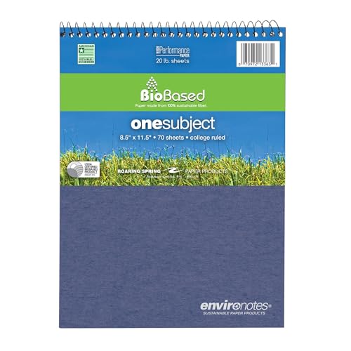 ROARING SPRING Environotes College Ruled 1 Subject Recycled Spiral Notebook, Assorted Earthtone Covers,8.5" x 11.5" 70 Sheets - size: 8.5" x 11.5", style: Single Notebook