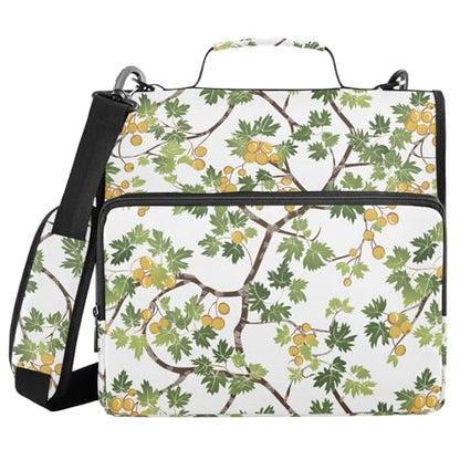 3 Ring Zipper Binder Green Leaves Tree Branch Binders Bag with Shoulder Strap 500 Sheets Paper Organizer Trapper Keeper Documents Storage File Folder for School Office - color: A851