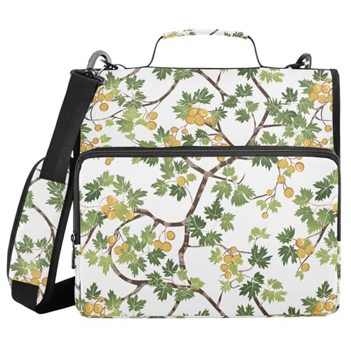 3 Ring Zipper Binder Green Leaves Tree Branch Binders Bag with Shoulder Strap 500 Sheets Paper Organizer Trapper Keeper Documents Storage File Folder for School Office - color: A851