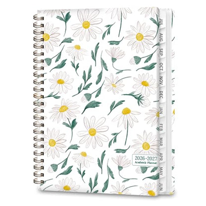 Planner 2026-2027, Weekly and Monthly Academic Year Calendar Planner, July 2026 - June 2027, Daily Agenda Book for Office School Supplies, A5(6.3'' x 8.5'') - color: 2607-White Daisy, size: 6.3"x8.5"(Jul 2026-Jun 2027)