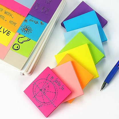 Sticky Notes 3x3 inch Bright Colors Self-Stick Pads 8 Pads/Pack 85 Sheets/Pad Total 680 Sheets - color: 8 Pads 3x3 in Bright Colors Sticky Notes