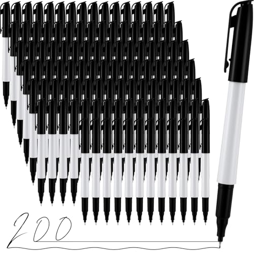 Affrolling 200 Pack 0.4mm Ultra Fine Point Permanent Marker Bulk, Fine Tip Permanent Markers Set, Quick Dry, Waterproof, Durable, Works on Paper, Glass, Ceramic, Plastic, Wood, Rock, Metal (Black) - color: Black