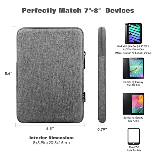 MoKo 7-8 Inch Tablet Sleeve Bag, Polyester Pouch Cover Case Fits iPad mini (A17 Pro) 8.3" 2024, iPad mini 6/5/4/3/2/1, Samsung Galaxy Tab S2 8.0, Tab A 8.0, ZenPad Z8s 7.9,Light Gray - color: Light Gray, size: 7-8 inch