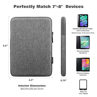 MoKo 7-8 Inch Tablet Sleeve Bag, Polyester Pouch Cover Case Fits iPad mini (A17 Pro) 8.3" 2024, iPad mini 6/5/4/3/2/1, Samsung Galaxy Tab S2 8.0, Tab A 8.0, ZenPad Z8s 7.9,Light Gray - color: Light Gray, size: 7-8 inch