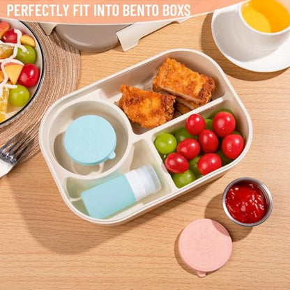 MICEBAY 8-Pack Salad Dressing Container To Go, 2-oz Silicone Small Condiment Squeeze Bottles and 1.6 oz Stainless Steel Sauce Containers Cups, Leakproof Condiment Containers with Lids for Lunch Box - color: Candies, size: 2-oz
