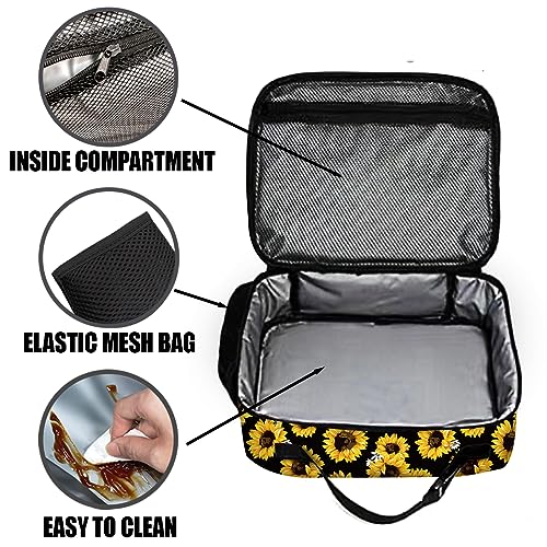 Sunflower Lunch Bag Reusable Insulated Lunch Box Keep Food Cooler Thermal Lunch Tote bags for Women Men - color: Sunflower