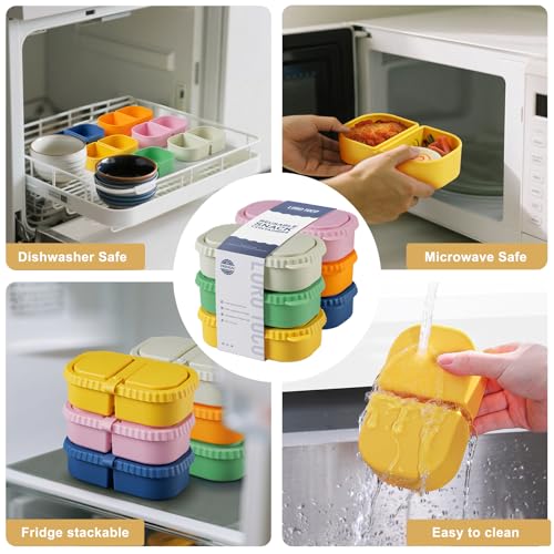 6 Pack Reusable Silicone Snack Containers with Lids, 2 Compartment Bento Snack Boxes, Leakproof Portion Control Food Containers for Fruits, Nuts, School, Office & Travel, Dishwasher Safe - color: 2-Compartment (6-Pack)
