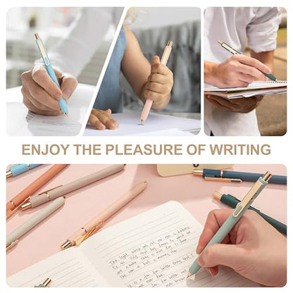 Linbsunne Gel Pens Black Ink Pens for Office 0.5mm Fine Point Pen Smooth Writing Retractable (Metal gold clip-10 pcs) - color: Gold clip-10 pcs