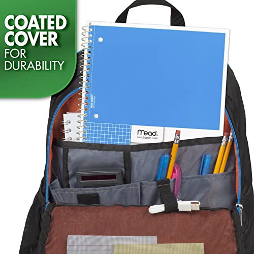 Mead Spiral Notebook, 1 Subject, Graph Ruled Paper, 7-1/2" x 10-1/2", 100 Sheets, Black (05676AA5) - color: Black