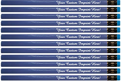Express Pencils™ Personalized Pencils Round Neon Colors Custom Imprinted with your Name - Text - Logo - Message- 12 pkg - ** Includes Personalization - Great Gift Idea (Neon Blue) - color: Neon Blue