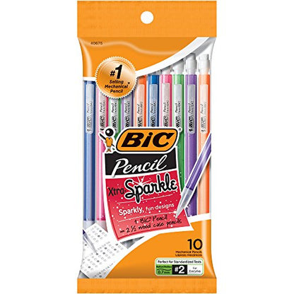 BIC Xtra Sparkle Mechanical Pencil, Colorful Barrel, Medium Point (0.7 mm), 10-Count - size: 10 Count (Pack of 1), style: 0.7 mm