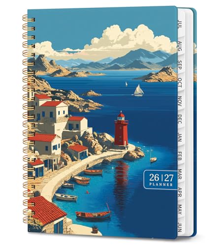 Planner 2026-2027, Academic Planner Weekly and Monthly, Jul 2026 - Jun 2027, Spiral Bound School Planning Tool with Tabs and Pocket, Perfect for Students & Teacher, 6.3" x 8.5", Coastal Beacon - color: Z-Coastal Beacon, size: 6.3"x8.5" (A5)