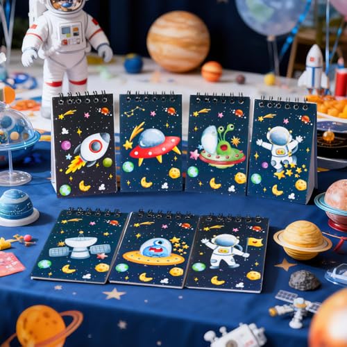 8 Pcs Mini Astronaut Spiral Notebooks 3.9 x 2.4 Inch, Mixed Blue Cartoon Space Themed Journal Lined Memo Pad, Portable Coil Notepads for Kids Birthday Holiday Party Student Classroom Gifts Supplies - color: Astronaut