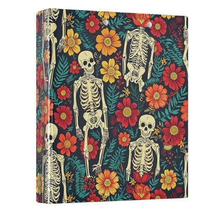 ALAZA 3 Ring Binder Retro Human Skeleton Clipboard Round Ring Binder Holds 1.5 Inch Three Binders Heavy Duty Binders for Office Supplies, 1Pack - size: 1