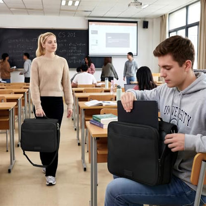 SUNEE Zipper Binder with 2-Inch O-Rings, 13-Inch Laptop/Tablet Sleeve, 450 Sheet Capacity, Sturdy Carry Handle & Adjustable Shoulder Strap, Schoo & Office Organizer, Black - color: Black