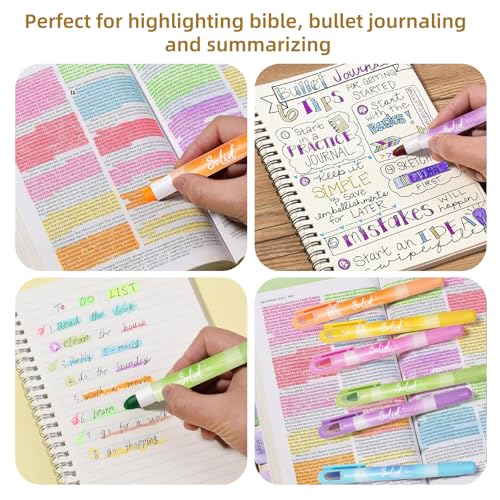 No Bleed Gel Highlighter, Bible Highlighters, Cute Bible Markers Study Journaling School Supplies and Accessories, Pack of 6