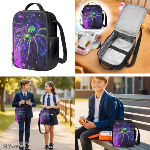 Cool Spider Venom Backpack for Boys Girls Backpack with Lunch Box Water Bottle Pouch and Cool Pencil Case 4PCS Set Bookbag with Front Pocket for School Large Elementary Middle High School - color: Cool Spider Venom