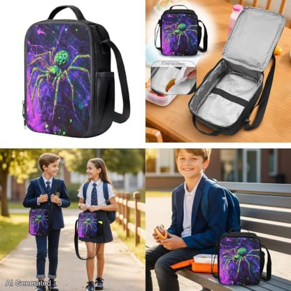Cool Spider Venom Backpack for Boys Girls Backpack with Lunch Box Water Bottle Pouch and Cool Pencil Case 4PCS Set Bookbag with Front Pocket for School Large Elementary Middle High School - color: Cool Spider Venom