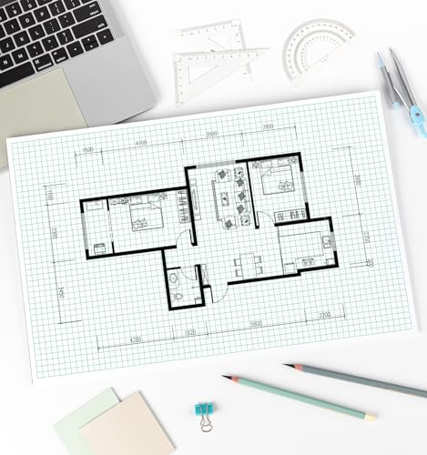 Engineering Graph Paper Pads, 11"x17 "Grid Paper, 4x4 Graph Ruled, 50 Sheets Landscape, Easy-Tear Glue-Bound, 11"x17" Cardboard Backing, for Drafting, Engineering, Architect Designers - color: 1 Pack-Squared (50 Sheets/Pad), size: 11" x 17"Landscape