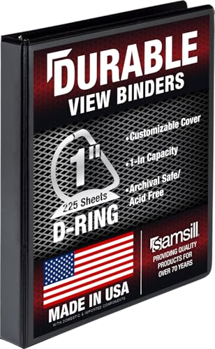 Samsill Durable 1 inch 3 Ring Binder, D Ring Binder, 100% Recycled Chipboard, Black - color: Black, size: 1 Pack, style: 1 Inch