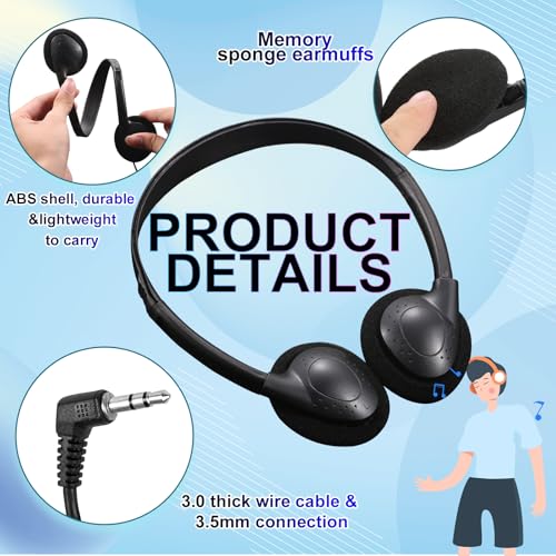 CN-Outlet Classroom Headphones Bulk 10 Pack for School,Libraries,Students,Adult, Individually Bagged Wholesale Disposable Headphones Classroom Earphones(Black) (Black, 10 Pack) - color: Black, size: 10 PACK