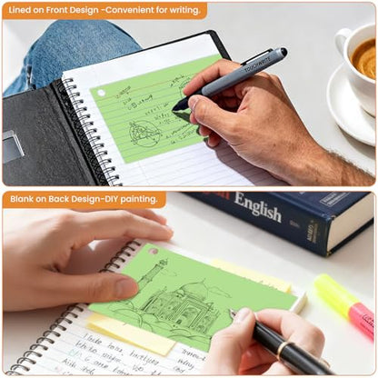 300 Count Green Index Cards 3x5 Inch with Ring, Heavy Weight Flash Cards, Note Taking Supplies, Portable Note Cards, Study Flashcards for Students & Teachers, Office Home School Study Supplies - color: Green