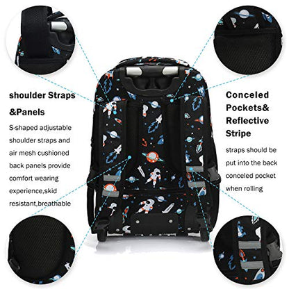 Tilami Rolling Backpack 19 inch with Lunch Bag Wheeled Laptop Backpack, Astronaut - color: Astronaut