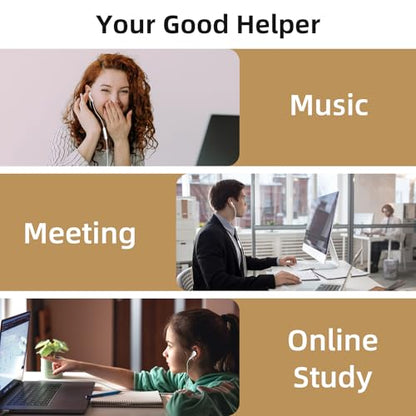 USB Earbuds with Microphone for PC Laptop Computer, 7.5FT White | Noise Isolating Computer Headset with Volume Control Stereo Bass Wired in Ear Earbuds for Gaming Zoom Meeting Office Worker
