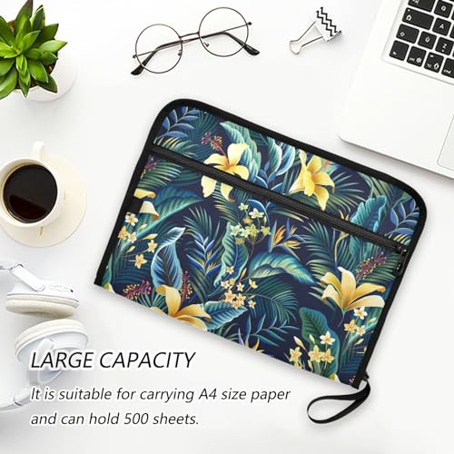 Hibiscus Plumeria Palm File Folders,Plastic Folders with 13 Pockets,Expandable File Folder for Documents School Students Office,Aesthetic Folder with Labels A4 Letter Size - color: Multi 26