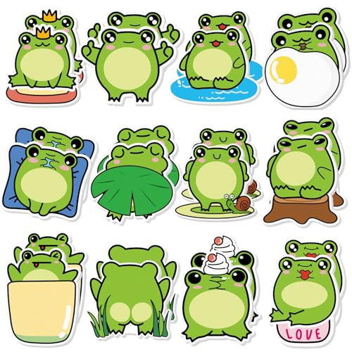 Yinder 24 Pads Cute Sticky Notes Fun Kawaii Frog Sticky Notes Pads Bulk Cartoon Memo Self Adhesive Gift Back to School Veterinary Office School Tab Party Supplies - style: Frog