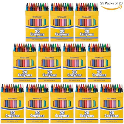 Trail maker Bulk Crayons for Kids (500 Count) Classroom School Supplies, Party Favors, Donations, Daycare, Preschool & Summer Camp (25 Boxes of 20 Crayons) - color: 500 count (25 Packs of 20 Crayons)