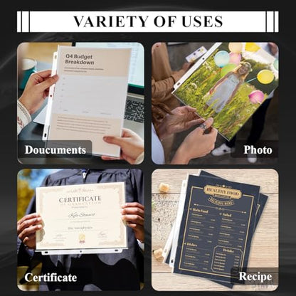 Page Protectors for 3 Ring Binder, Sheet Protectors 8.5 x 11 Inch, 200 Per Box Clear Sheet Protectors for 3 Ring Binder, Plastic Sleeves for Paper 8.5x11 Heavy Duty, Top Load & Reinforced 3-Hole.