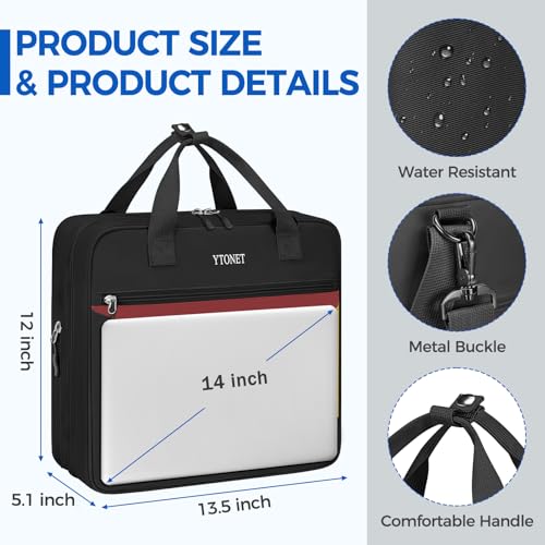Ytonet Zipper Binder Bag, 2 Inch 3 Ring Binder with Zipper Fit 14 Inch Laptop, 500 Sheets Capacity Zippered Binders with Shoulder Strap & Removable O-Ring Pad for Middle School Students, Black & Grey - color: 2 In-grey