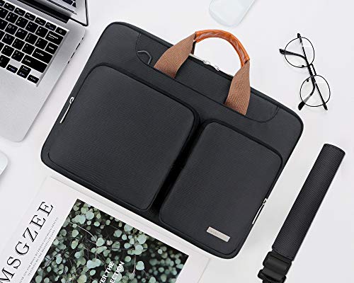 Lacdo 360° Protective Laptop Shoulder Bag for 15 inch MacBook Air M5/A3448 (2026), M4 A3241 2025, M3 A3114, M2 A2941 2024-2023, 15 inch MacBook Pro A1990 A1707, Dell XPS 15 Computer Case Bag, Black - color: Black, size: 15 Inch New MacBook Air