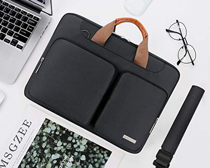 Lacdo 360° Protective Laptop Shoulder Bag for 15 inch MacBook Air M5/A3448 (2026), M4 A3241 2025, M3 A3114, M2 A2941 2024-2023, 15 inch MacBook Pro A1990 A1707, Dell XPS 15 Computer Case Bag, Black - color: Black, size: 15 Inch New MacBook Air