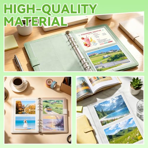 VOKOY 100 Pack Mini Sheet Protectors Fit 4"x6" Cards for 3 or 6 Ring Binder | 7 Holes 2 Pocket Heavy-Duty Recipe Card Sleeves,Refill Pages Crystal Clear Index Card Protectors for 8.5x9.5 Inch Binder - size: 6.9x8.5 Inch-2 Pocket, style: 100 Pack