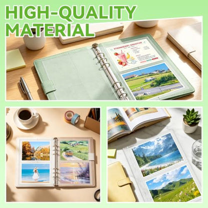 VOKOY 100 Pack Mini Sheet Protectors Fit 4"x6" Cards for 3 or 6 Ring Binder | 7 Holes 2 Pocket Heavy-Duty Recipe Card Sleeves,Refill Pages Crystal Clear Index Card Protectors for 8.5x9.5 Inch Binder - size: 6.9x8.5 Inch-2 Pocket, style: 100 Pack