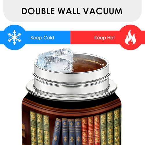Book Lover Gifts,Book and Reading Gifts for Readers Women, Librarian Gift Reading Water Bottle 18oz Tumbler, Birthday Bookish/Reading Gift for Books Lovers Women - color: Bookshelf