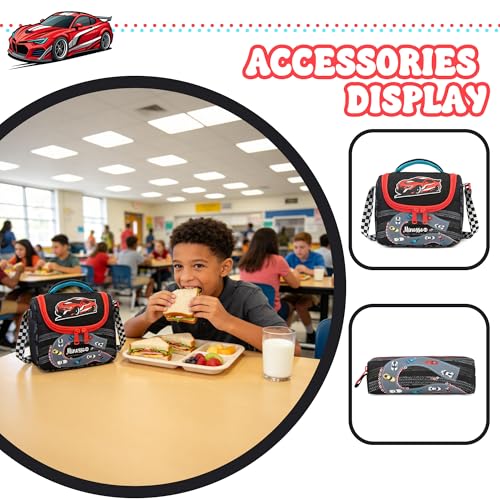 Kids Rolling Backpack for Boys 16.5" School Roller Backpack with Lunch Box, Toddler Backpacks with Wheels Rollig Wheeled Backpacks for Elementary School - color: Black Car