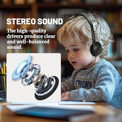 25 Pack Headphones for Kids Students School Classroom | Adjustable, 3.5mm Jack, Black, Bulk Earphones, For Library Children Adults - size: 25 PACK
