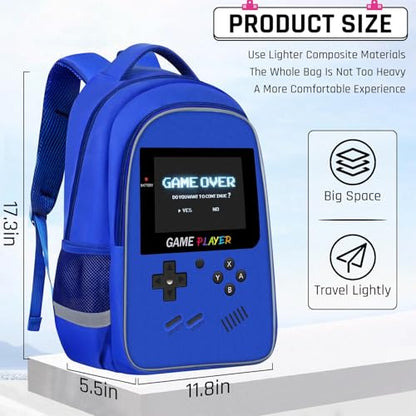 Backpack for School Boys,Gamer Boys Backpack for Elementary Middle School,Student Bookbag for Ages 6-18 Kids Children Teens,17″ Video Game Bookbag Travel Back Pack - color: Game Backpack-blue