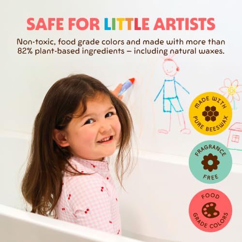 Honeysticks Super Jumbo Bath Crayons Non Toxic (7 Pack) for Toddlers 1-3 and Kids 4-8, Natural Beeswax Crayons, Food-Grade Colors, Fragrance Free, Non Irritating, Bath Toys for Bathtub, Shower, Gift