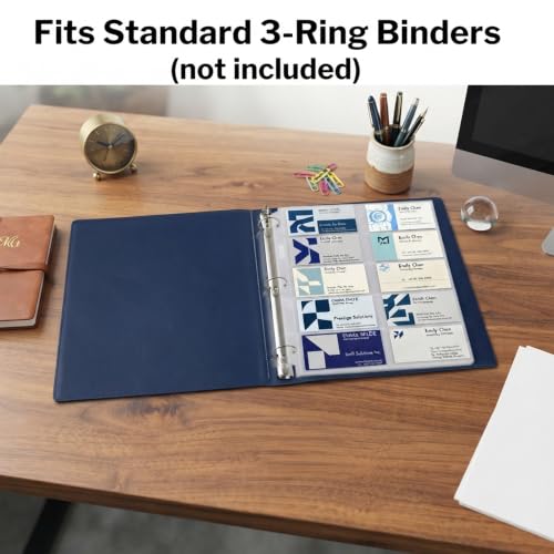 Aegero Business Card Holder Sleeves (100 Pack for 2000 Cards) for 3 Ring Binder, Heavyweight Plastic Sheet Protect, Each Sleeve Holds 2x3.5 Namecards, 3-Hole Punched - size: 2.2x3.7inch-10pocket, style: 100 pack