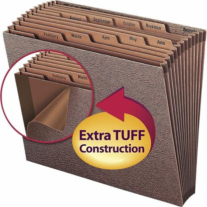 Smead TUFF Expanding File, Monthly (Jan.-Dec.), 12 Pockets, Letter Size, Redrope-Printed Stock (70488) - size: Letter, style: Jan-Dec Index, Letter Size