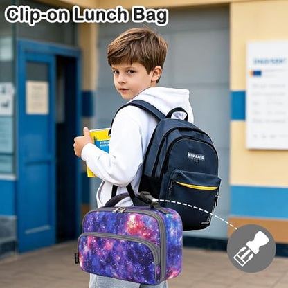 FlowFly Kids Lunch box Insulated Soft Bag Mini Cooler Back to School Thermal Meal Tote Kit for Girls, Boys, Galaxy - color: Galaxy