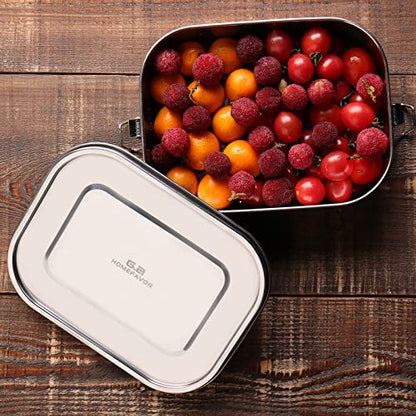 G.a HOMEFAVOR Stainless Steel Bento Lunch Box - Leak-Proof Metal Bento Box, Large Food Container with Lock Clips, Snack Container, Dishwasher Safe, 1400 ml/47 oz - size: 1400 ml - No Compartments